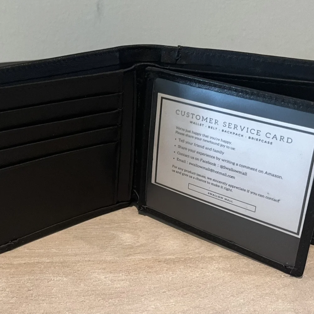 Swallow Mall Black Leather Wallet With RFID Secure Technology‎